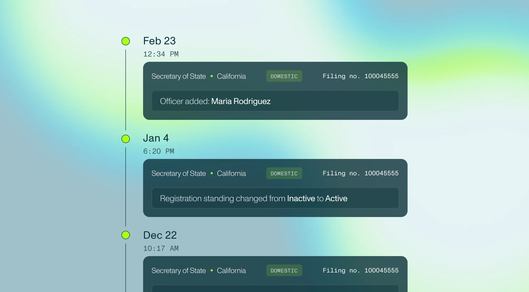 Business Timeline: Detect fraud through business history